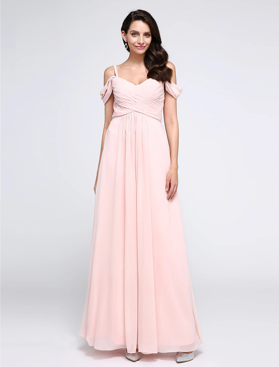 A-Linie Elegantes Kleid Urlaub Cocktailparty Knöchellang Kurzarm Träger Chiffon mit Criss Cross